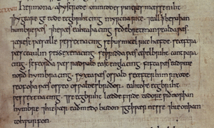 Archivo:Entry for 827 in the Anglo-Saxon Chronicle, which lists the eight bretwaldas