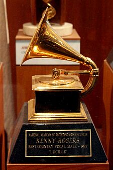 Grammy Award trophies - Kenny Rogers "The Gambler" (cropped).jpg