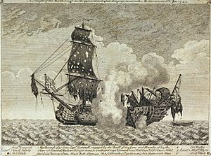 Archivo:HMS Marlborough apres bataille de Toulon 1744 anonyme