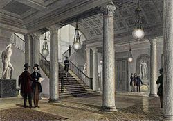 Archivo:Hall of the Atheneum c.1845. Engraved by W.Radclyffe after a drawing by G.B. Moore.