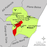 Localización de Albalat dels Tarongers respecto a la comarca del Campo de Morvedre