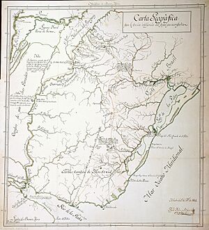 Archivo:Mapa del plan de operaciones propuesto para recuperar las tierras ocupadas por los portugueses del Brasil en el Virreinato de Buenos Aires durante la Guerra de las Naranjas (1801)