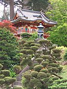 Temple Gate in Japanese Tea Garden covered by plants