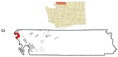 Whatcom County Washington Incorporated and Unincorporated areas Birch Bay Highlighted.svg