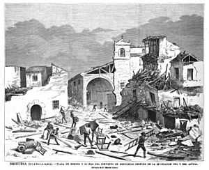 Archivo:1877-09-22, La Ilustración Española y Americana, Brihuega (Guadalajara), Plaza de Merino y ruinas del convento de bernardas después de la inundación del 5 del actual
