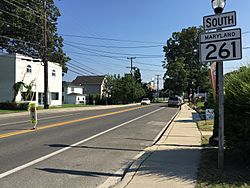 2016-07-20 16 44 40 View south along Maryland State Route 261 (Chesapeake Avenue) just south of First Street in Chesapeake Beach, Calvert County, Maryland.jpg
