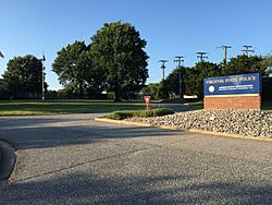 2017-07-07 19 10 21 View north along Virginia State Route 339 at U.S. Route 60 (Midlothian Turnpike) at the entrance into the Virginia State Police Headquarters in Manchester, Chesterfield County, Virginia.jpg