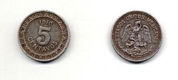 Archivo:5 centavos de México de 1910 (anverso y reverso)