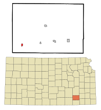 Elk County Kansas Incorporated and Unincorporated areas Grenola Highlighted.svg