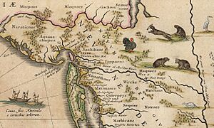 Archivo:Hudson Valley Map Detail Nova Belgica Et Anglia Nova c1634