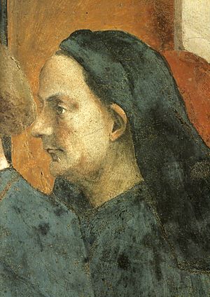 Archivo:Masaccio, cappella brancacci, san pietro in cattedra. ritratto di filippo brunelleschi