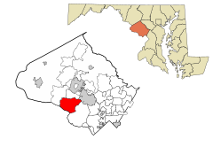 Montgomery County Maryland Incorporated and Unincorporated areas Travilah Highlighted.svg
