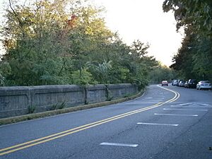 Archivo:Pershing Road (Weehawken) along Hudson Palisades looking south