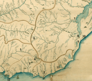 Archivo:Pueblos de la frontera este del virreinato de Buenos Aires que conformaron en 1816 el departamento de Maldonado
