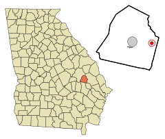 Candler County Georgia Incorporated and Unincorporated areas Pulaski Highlighted.svg