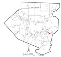 Map of Wilmerding, Allegheny County, Pennsylvania Highlighted.png