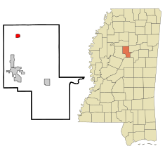 Montgomery County Mississippi Incorporated and Unincorporated areas Duck Hill Highlighted.svg