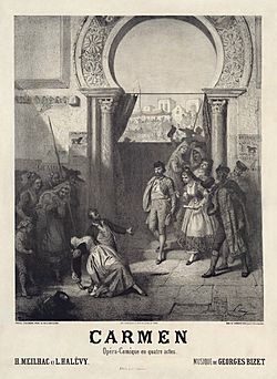Archivo:Prudent-Louis Leray - Poster for the première of Georges Bizet's Carmen