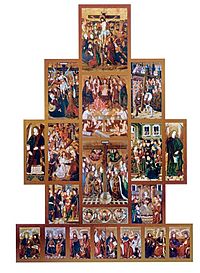 Archivo:Recomposición general del retablo de la Santa Cruz de Blesa (Museo de Zaragoza)