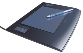 Archivo:Wacom graphics tablet and pen