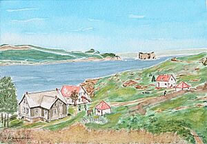 Archivo:2000-02-20 - 'L'Île de Bonaventure et le Rocher Percé' - Aquarelle de Marie-Claire Lefébure