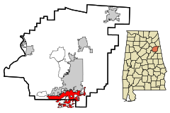 Calhoun County Alabama Incorporated and Unincorporated areas Oxford Highlighted.svg