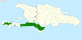 Distribución geográfica de la tangara haitiana.
