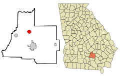 Coffee County Georgia Incorporated and Unincorporated areas Broxton Highlighted.svg