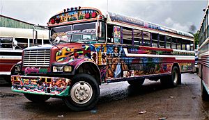 Archivo:Coloridos buses frecuentan la terminal de transportes de Colón.