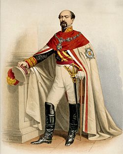 Archivo:El marqués de Novaliches con el manto de la Real y Militar Orden de San Fernando