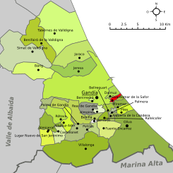 Localización en la comarca de la Safor