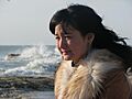 Kazakh woman at the Caspian Sea