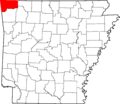 Map of Arkansas highlighting Benton County
