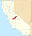 Map of California highlighting Madera County