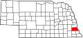 Map of Nebraska highlighting Otoe County