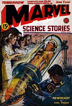 Archivo:Norman Saunders - cover of Marvel Science Stories for April-May 1939