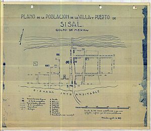 Archivo:Plano de la Población de la villa y puerto de Sisal (1869)
