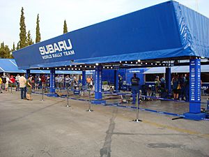Archivo:Subaru WRT service park - Acropolis Rally 2008 (1)
