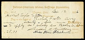 Archivo:Susan B. Anthony & Alice Stone Blackwell signed NAWSA check