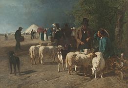 Un Marché aux moutons dans Normandie - Constant Troyon