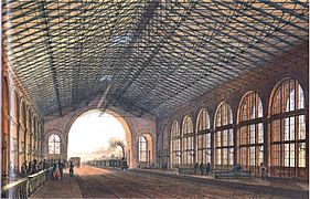 Дебаркадер Николаевского вокзала в Санкт-Петербурге. Кольб. 1844