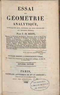Archivo:Biot - Essai de géométrie analytique, appliquée aux courbes et aux surfaces du second ordre, 1826 - 755044