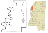 Bolivar County Mississippi Incorporated and Unincorporated areas Mound Bayou Highlighted.svg