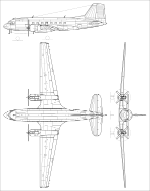 Archivo:Ilyushin Il-14 3-view line drawing