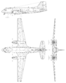 Ilyushin Il-14 3-view line drawing