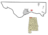 Lauderdale County Alabama Incorporated and Unincorporated areas Killen Highlighted.svg