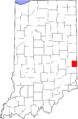 Map of Indiana highlighting Union County