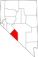 Mapa de Nevada con la ubicación del condado de Esmeralda