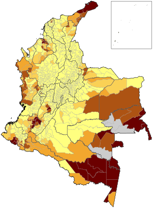 Archivo:Mapa de Colombia (población indígena 2005)