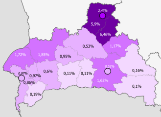 Poles in Bresckaja voblasć, Belarus (2009 census)